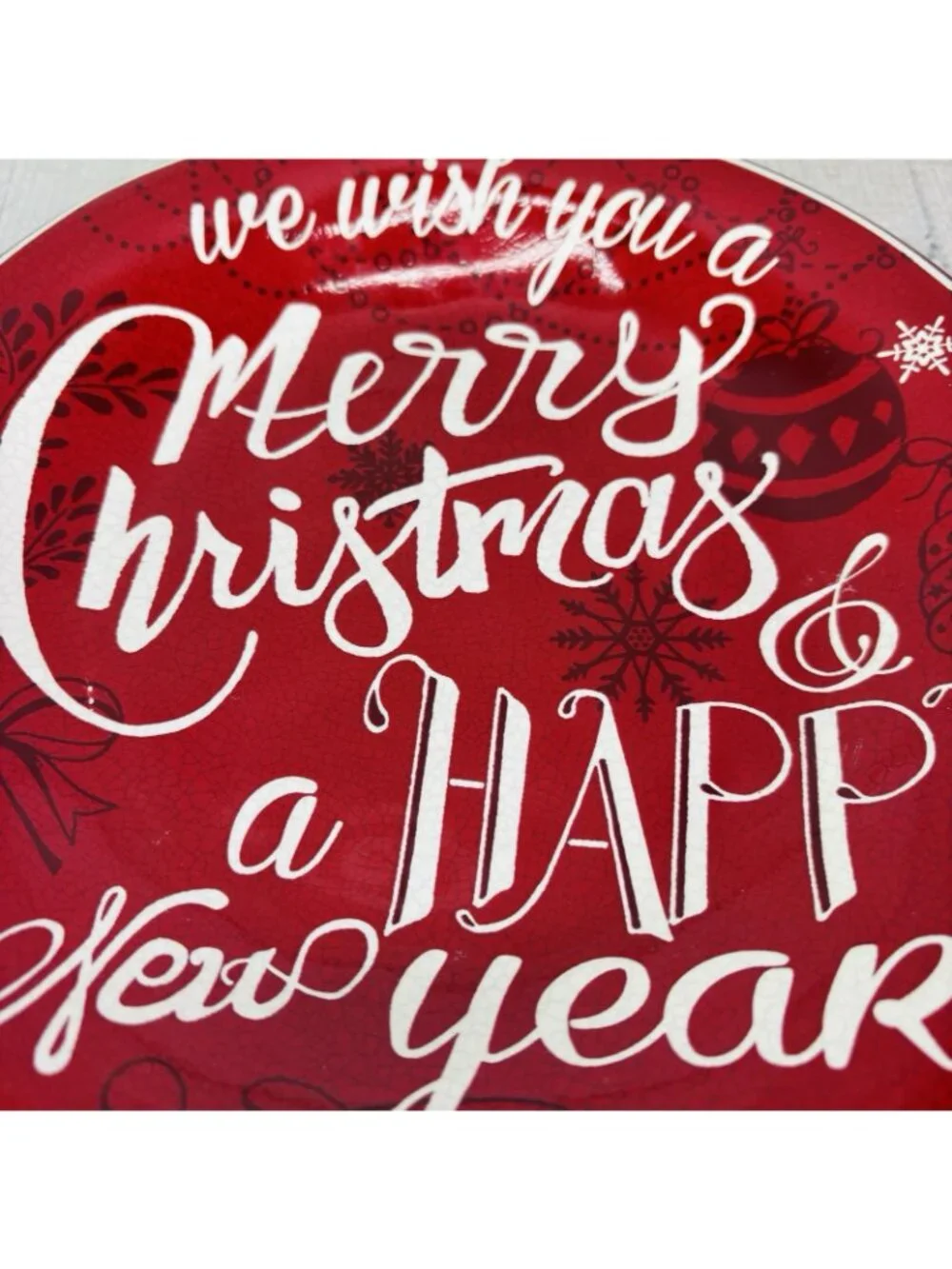 222 Fifth CHRISTMAS TUNES  Red White Words Porcelain 9